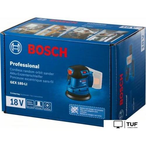 Эксцентриковая шлифмашина Bosch GEX 185-LI Professional 06013A5021 (с 1-м АКБ, кейс)