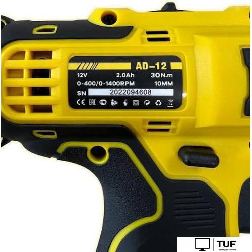 Дрель-шуруповерт Edon AD-12 1002010341 (с 2-мя АКБ, кейс, набор оснастки)