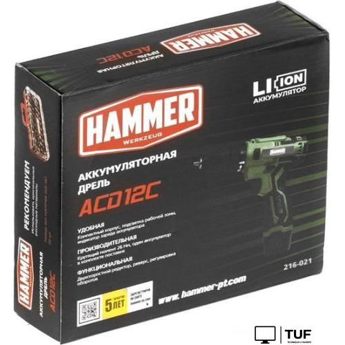 Дрель-шуруповерт Hammer ACD12C (с 1-м АКБ)