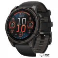 Умные часы Garmin Fenix 8 Sapphire, Titanium 47мм (угольно-черный DLC, пепельно-черный силиконовый ремешок)