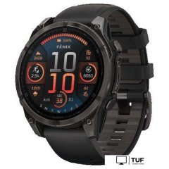 Умные часы Garmin Fenix 8 Sapphire, Titanium 47мм (угольно-черный DLC, пепельно-черный силиконовый ремешок)