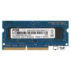 Оперативная память Foxline 8GB DDR3 SODIMM PC3-12800 FL1600D3S11L-8G