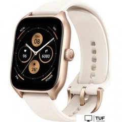 Умные часы Amazfit GTS 4 (золотистый, с белым ремешком из фторэластомера)