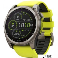 Умные часы Garmin Fenix 8 Solar, Sapphire 51мм (титановый, желтый силиконовый ремешок)