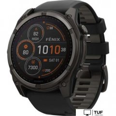 Умные часы Garmin Fenix 8 Solar, Sapphire 51мм (титановый угольно-серый с DLC-покрытием и черным ремешком)