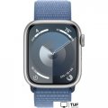Умные часы Apple Watch Series 9 41 мм (алюминиевый корпус, серебристый/зимний синий, нейлоновый ремешок)