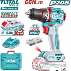 Дрель-шуруповерт Total TDLI20668 (с 2-мя АКБ, кейс)