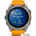 Умные часы Garmin Fenix 8 Sapphire 51мм (титановый, оранжевый силиконовый ремешок)