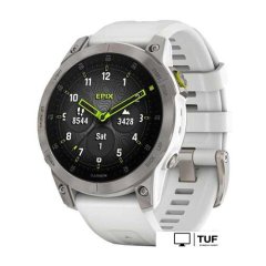 Умные часы Garmin Epix Sapphire Gen 2 (серебристый титан/белый)