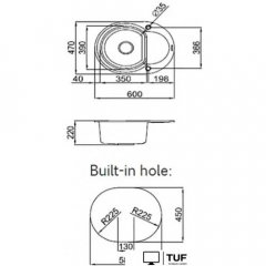 Кухонная мойка Elleci Easy Round 600 Full Black 40