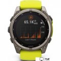 Умные часы Garmin Fenix 8 Solar, Sapphire 51мм (титановый, желтый силиконовый ремешок)