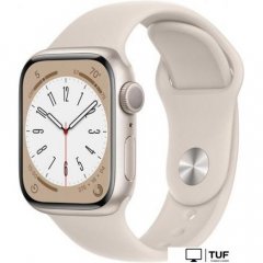 Умные часы Apple Watch Series 8 41 мм (алюминиевый корпус, звездный свет/звездный свет, спортивный силиконовый ремешок M/L)