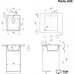 Кухонная мойка MAUNFELD Perla 425 MFQS-425DGR (темно-серый)