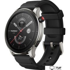 Умные часы Amazfit GTR 4 (серебристый, с черным ремешком из фторэластомера)