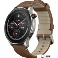 Умные часы Amazfit GTR 4 (серебристый, с коричневым кожаным ремешком)