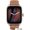 Умные часы Amazfit GTS 4 (золотистый, с коричневым нейлоновым ремешком)