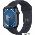 Умные часы Apple Watch Series 9 45 мм (алюминиевый корпус, полуночный/полуночный, спортивный силиконовый ремешок M/L)