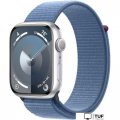 Умные часы Apple Watch Series 9 45 мм (алюминиевый корпус, серебристый/зимний синий, нейлоновый ремешок)