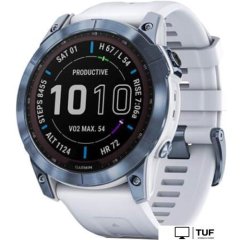 Умные часы Garmin Fenix 7X Sapphire Solar (голубой минерал/белый камень)