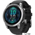 Умные часы Garmin Fenix E 47мм (нержавеющая сталь, черный силиконовый ремешок)