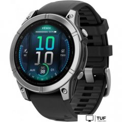 Умные часы Garmin Fenix E 47мм (нержавеющая сталь, черный силиконовый ремешок)