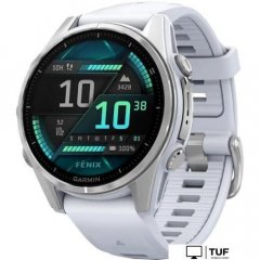 Умные часы Garmin Fenix 8 43мм (серебристый, белый ремешок)