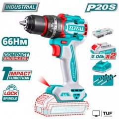 Ударная дрель-шуруповерт Total TIDLI20668 (с 2-мя АКБ)