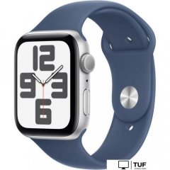 Умные часы Apple Watch SE 2 44 мм (алюминиевый корпус, серебристый/синий деним, спортивный силиконовый ремешок M/L)