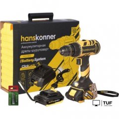 Дрель-шуруповерт Hanskonner HCD1865 (с 2-мя АКБ, кейс)