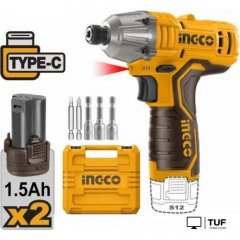 Винтоверт Ingco CIRLI12015 (с 2-мя АКБ, кейс)