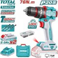 Ударная дрель-шуруповерт Total TIDLI20768 (с 2-мя АКБ, кейс)