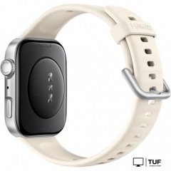Умные часы Huawei Watch FIT 4 (серебристый, с бежевым силиконовым ремешком, международная версия)