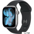 Умные часы Apple Watch Series 11 42 мм (алюминиевый корпус, космический серый/черный, спортивный силиконовый ремешок M/L)