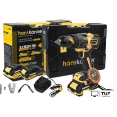 Ударная дрель-шуруповерт Hanskonner HCD20165PRO (с 2-мя АКБ, кейс)