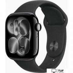 Умные часы Apple Watch Series 11 46 мм (алюминиевый корпус, черный/черный, спортивный силиконовый ремешок M/L)