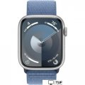 Умные часы Apple Watch Series 9 45 мм (алюминиевый корпус, серебристый/зимний синий, нейлоновый ремешок)