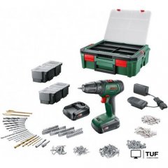 Дрель-шуруповерт Bosch UniversalDrill 18V 06039d4003 (с 2-мя АКБ 1.5 Ач, набор оснастки, кейс)