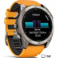 Умные часы Garmin Fenix 8 Sapphire 51мм (титановый, оранжевый силиконовый ремешок)